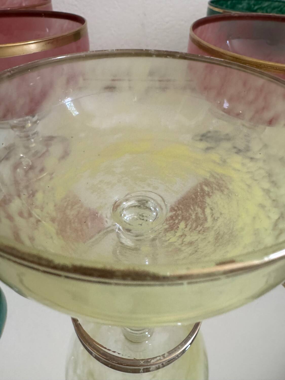 Multi-colored Venetian crystal ice cream cups