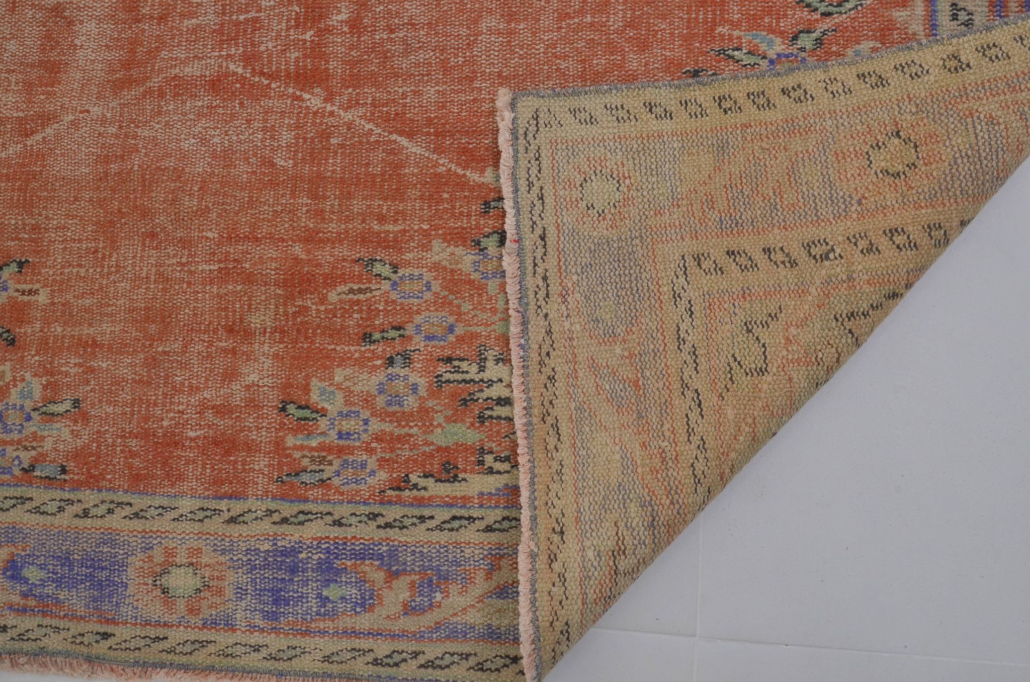 Orange Anatolian Vintage Turkish Rug sku 734