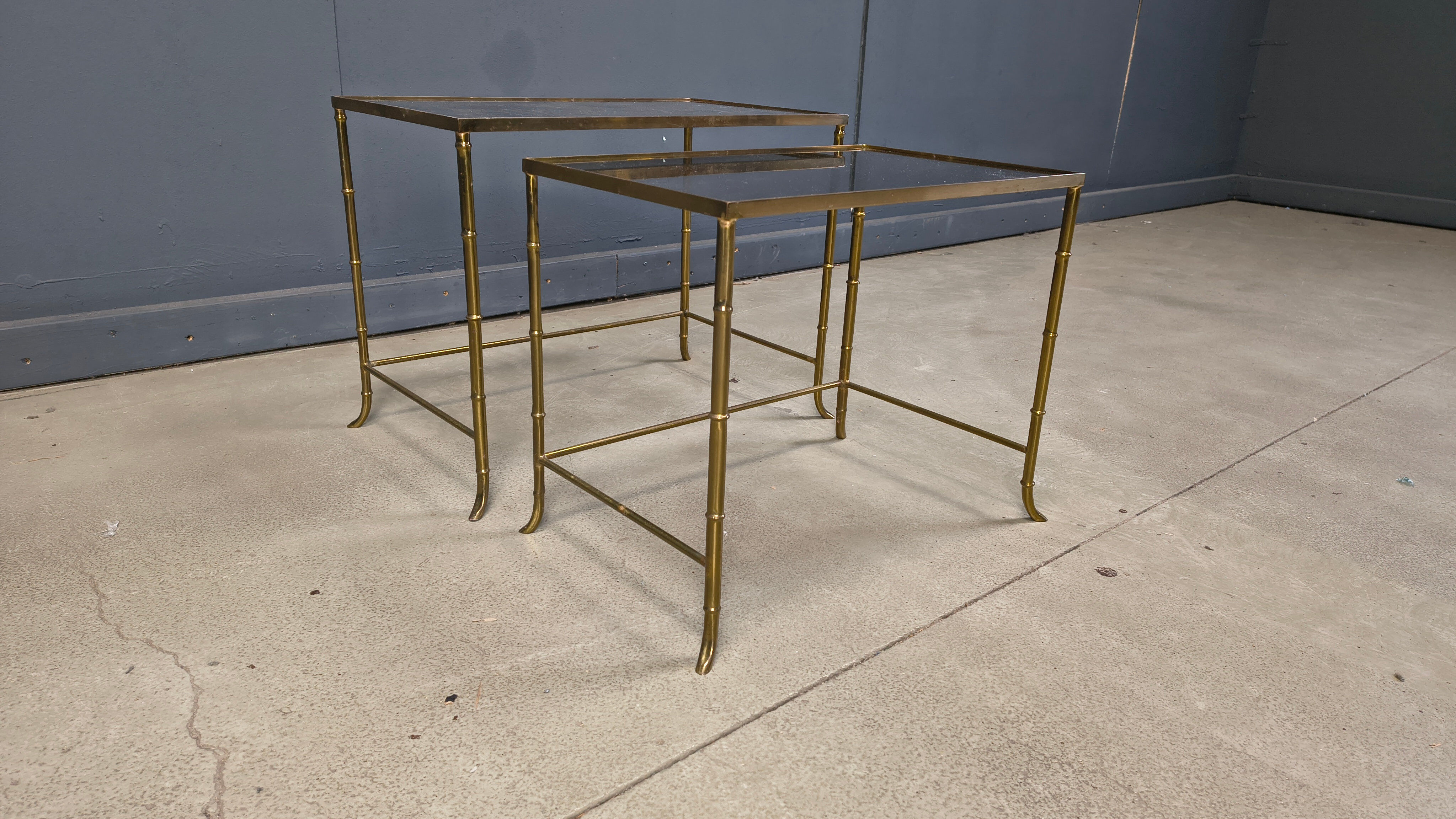 Brass faux bamboo nesting tables, 1960s