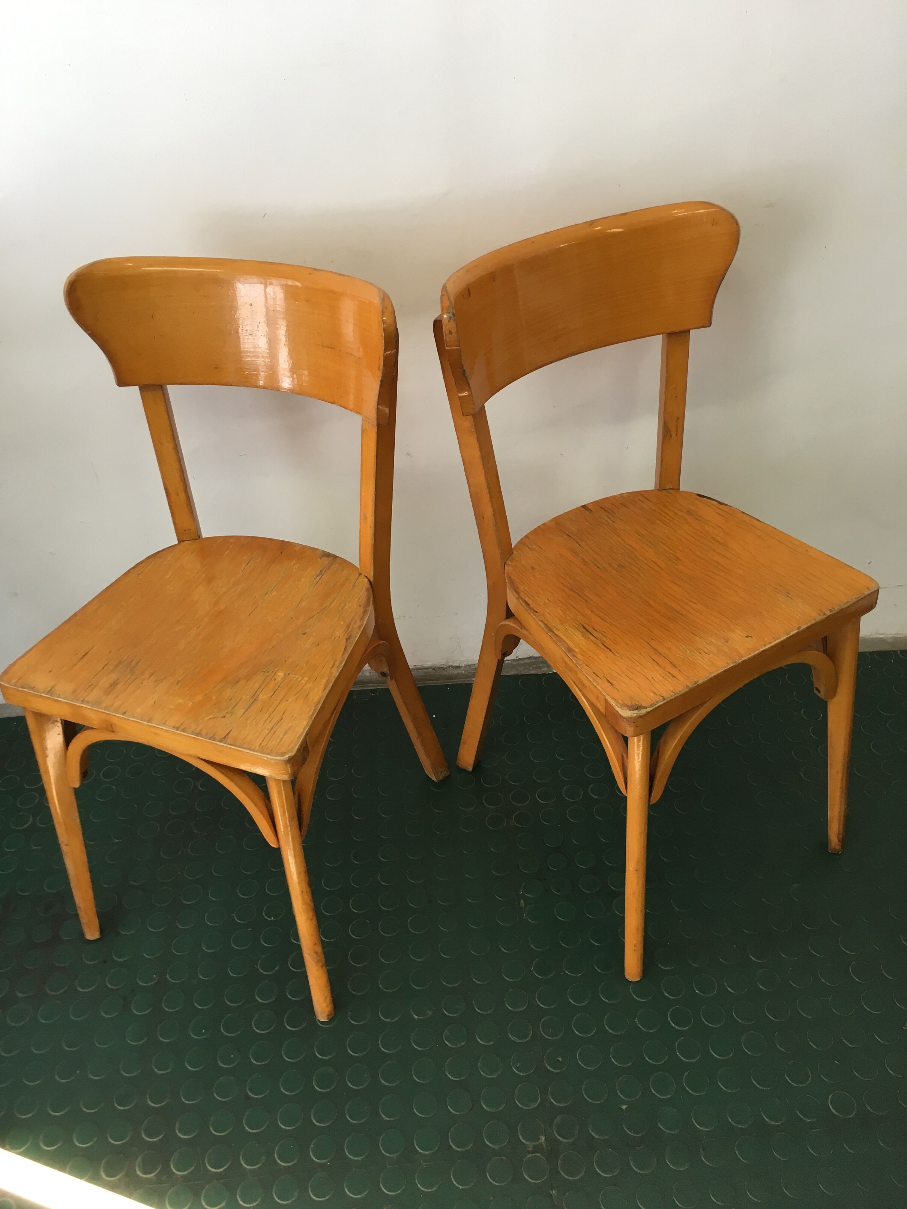 Pair of chaises bistrot vintage wood