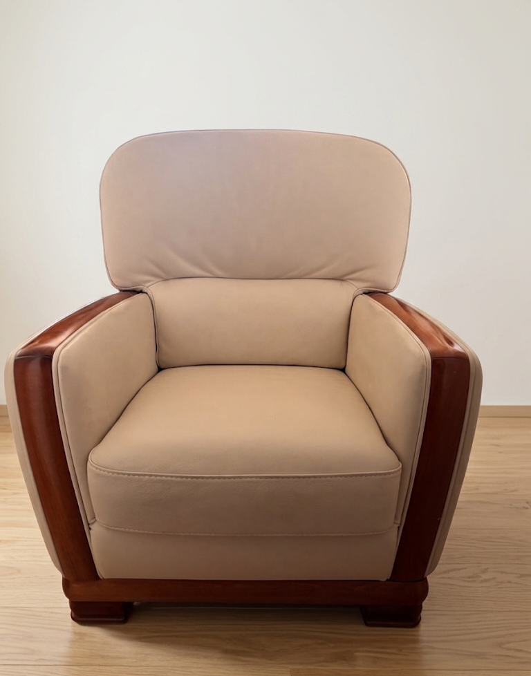 Fauteuil beige Bellino cuir camif meris