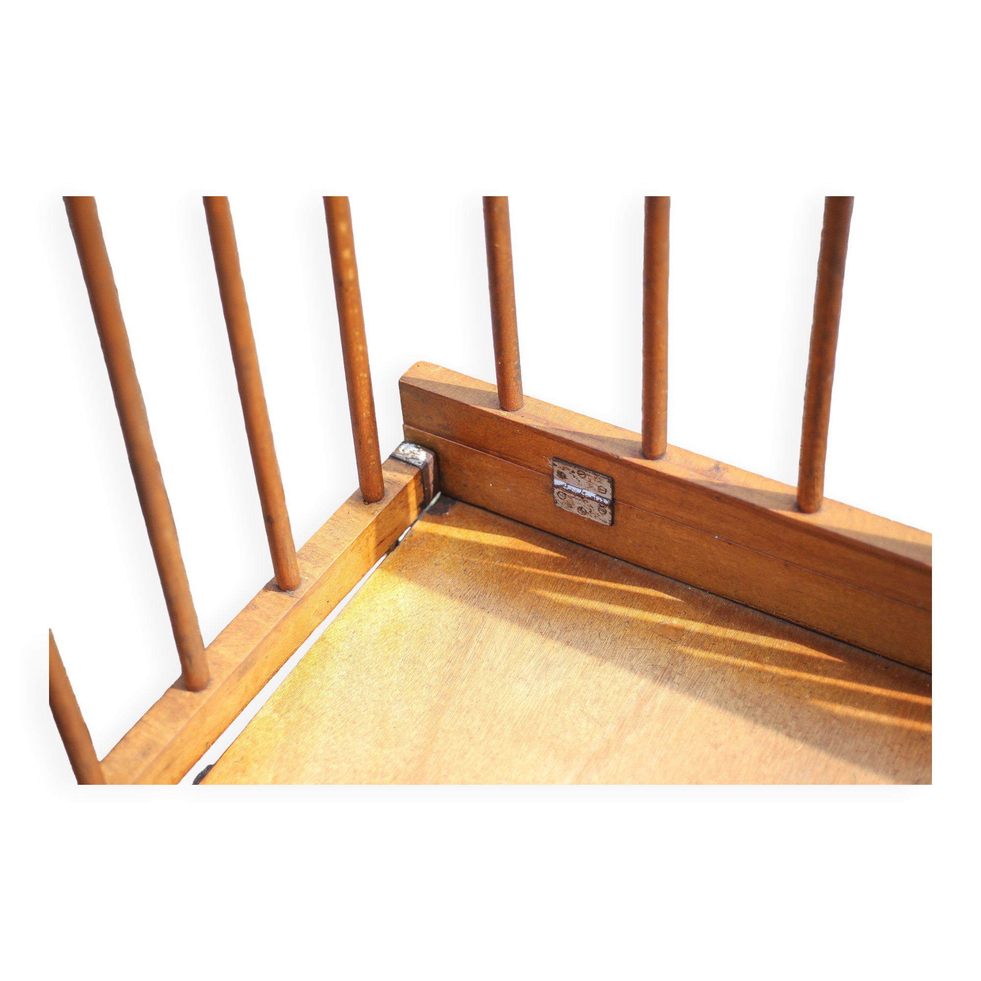 Folding wooden baby park on wheels, vintage park