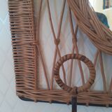 Rattan wall-mounted coat rack with mirror