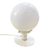 White, spherical space age table lamp, Poland 1980s.