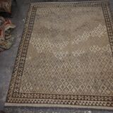 Brown & Khaki Geometric Kilim Rug, Handwoven Wool Carpet 302 x 239 cm