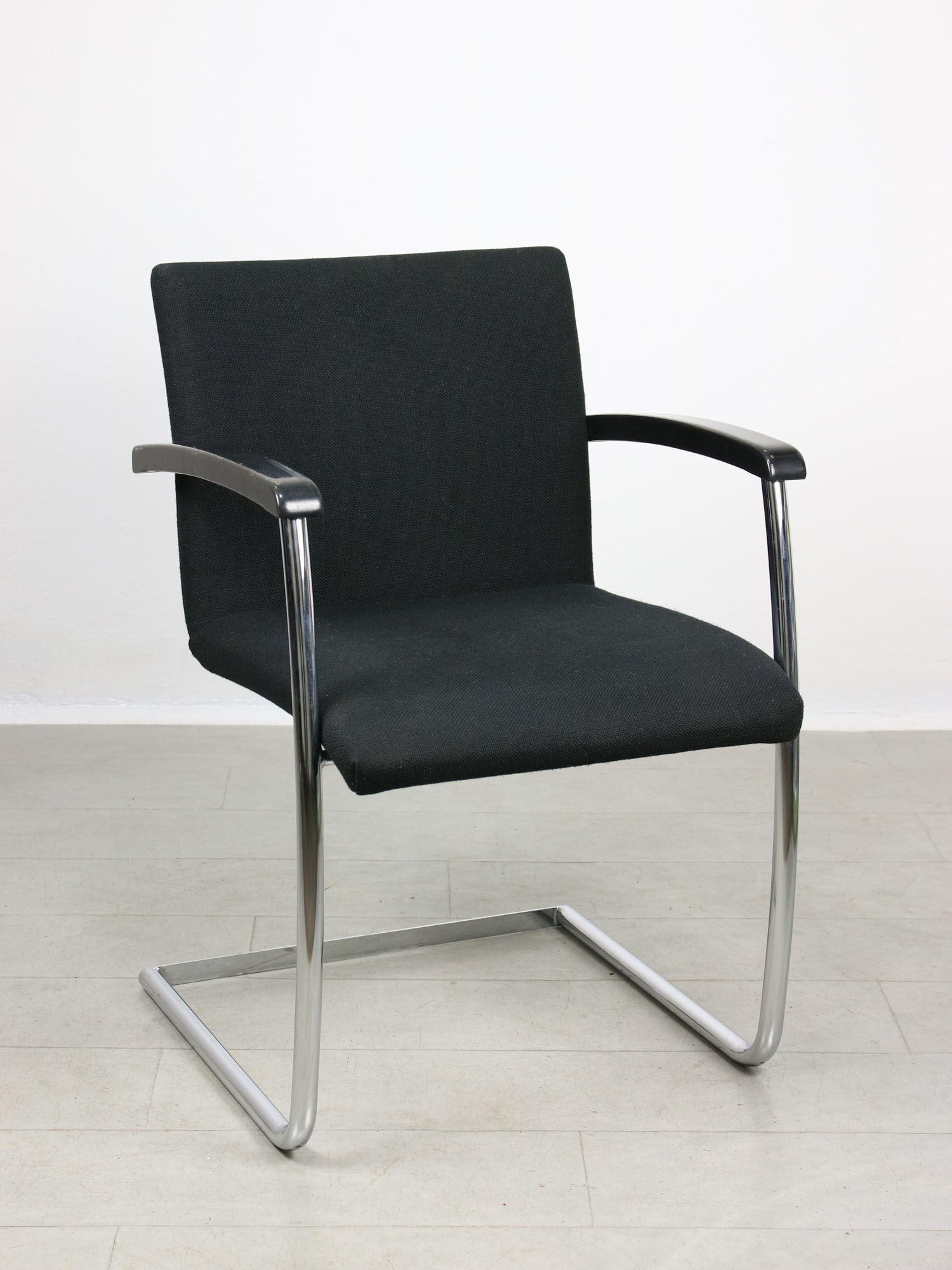 Vintage black fabric bauhaus office chair, 90s