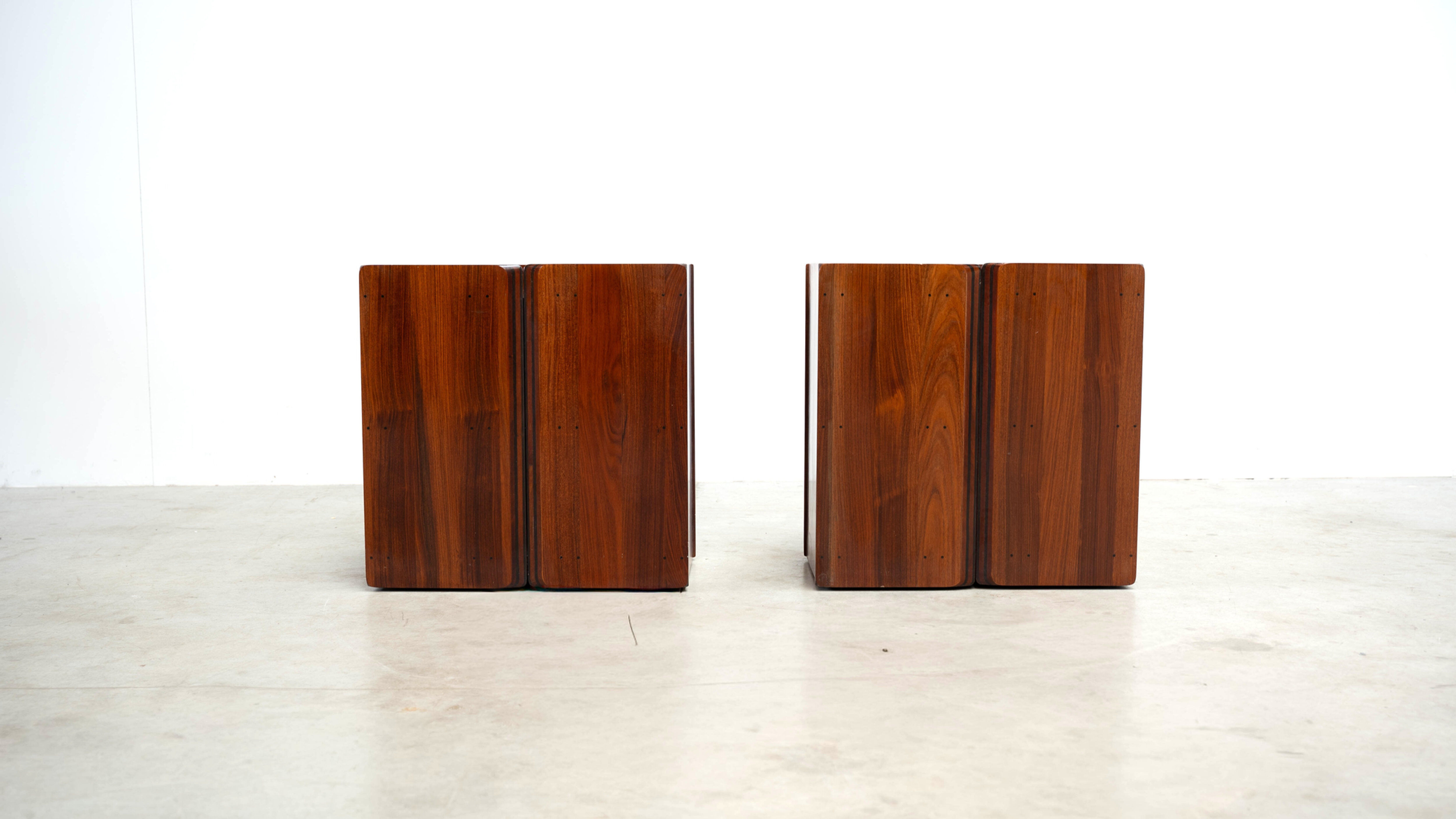 Rare rosewood side cabinets Afra Tobia Scarpa for Maxalto