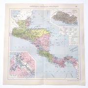 Carte Amérique Centrale vintage de 1950