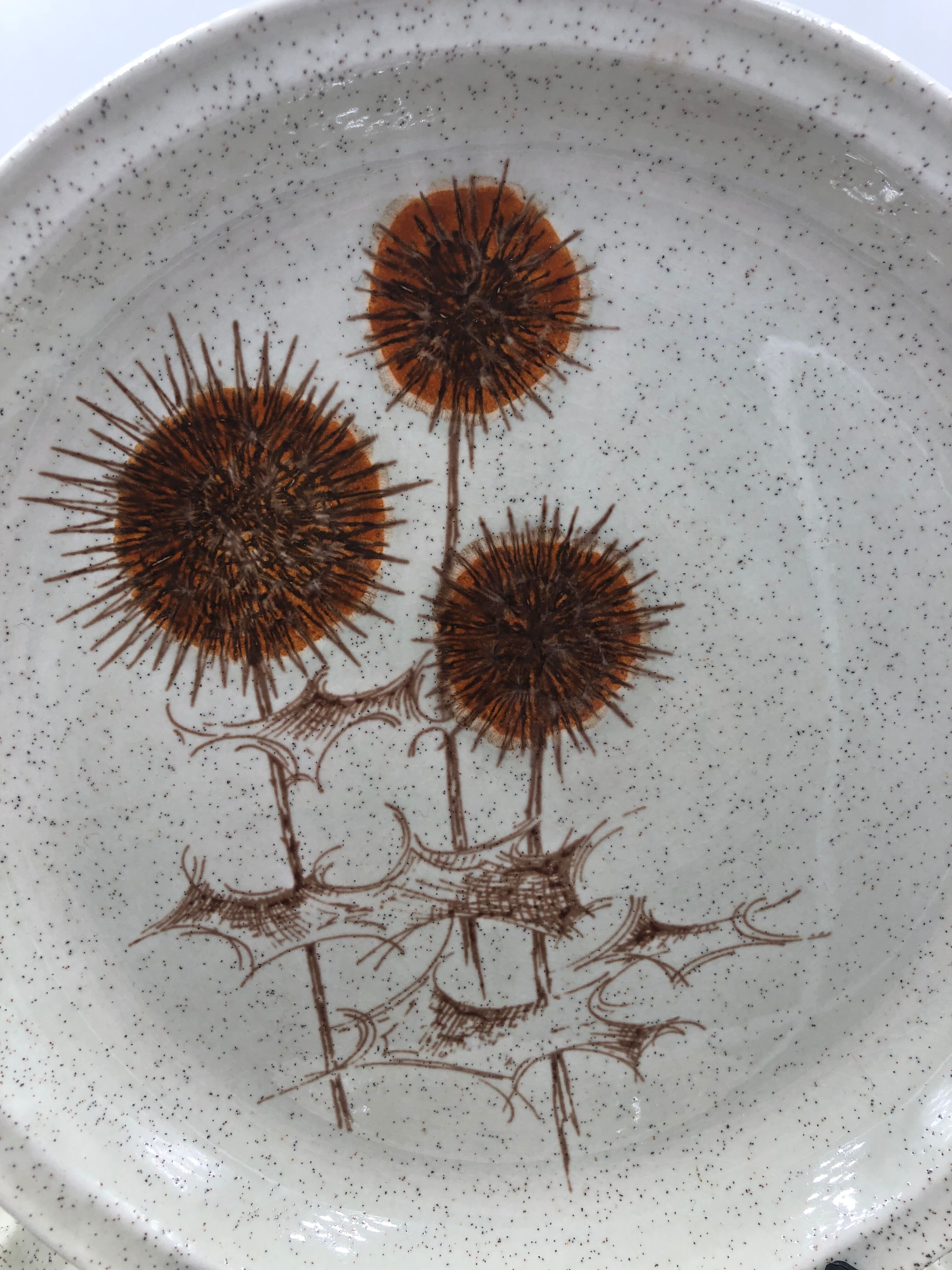 Dessert plate service Sarreguemines decor vintage thistle