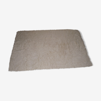 Tapis laine blanche grec flokati 186x127 cm
