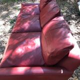 Red leather sofa