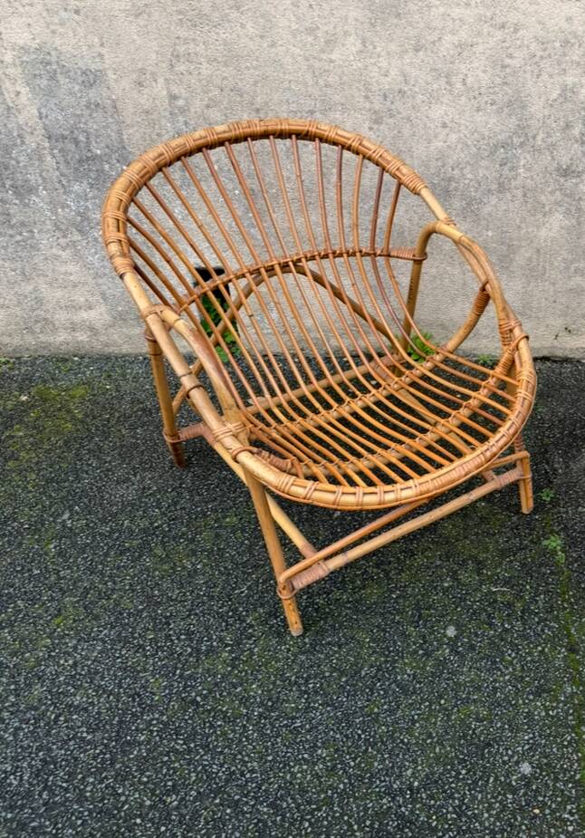Fauteuil corbeille rotin