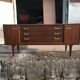 Enfilade G-Plan Tola 1960s in teak and brown brass - long Mid-Century buffet