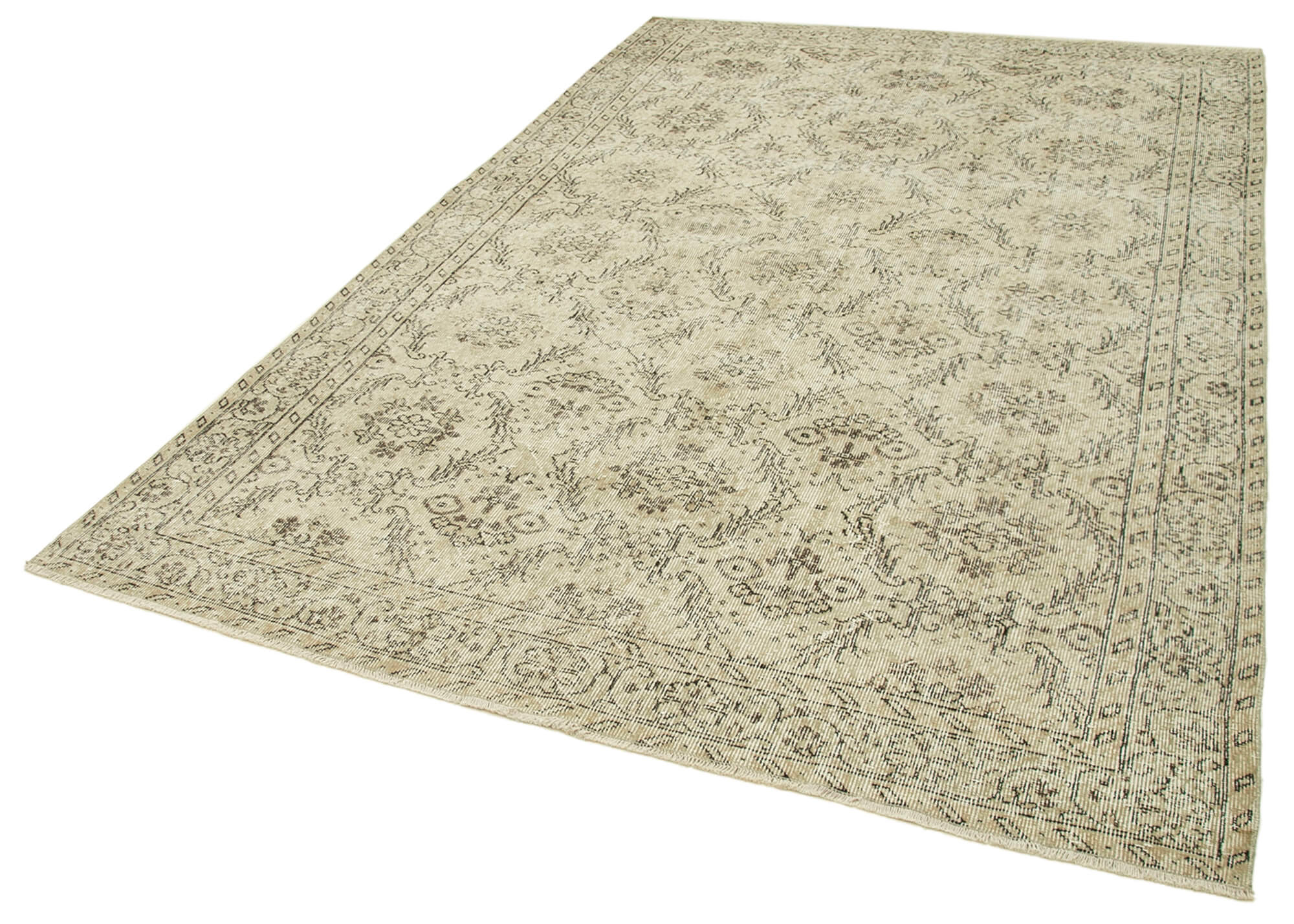 Handwoven vintage anatolian beige rug 186 cm x 290 cm - 38891