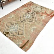 5x7 Brown & Red Turkish Vintage Kilim Rug 148x223Cm SK 35162