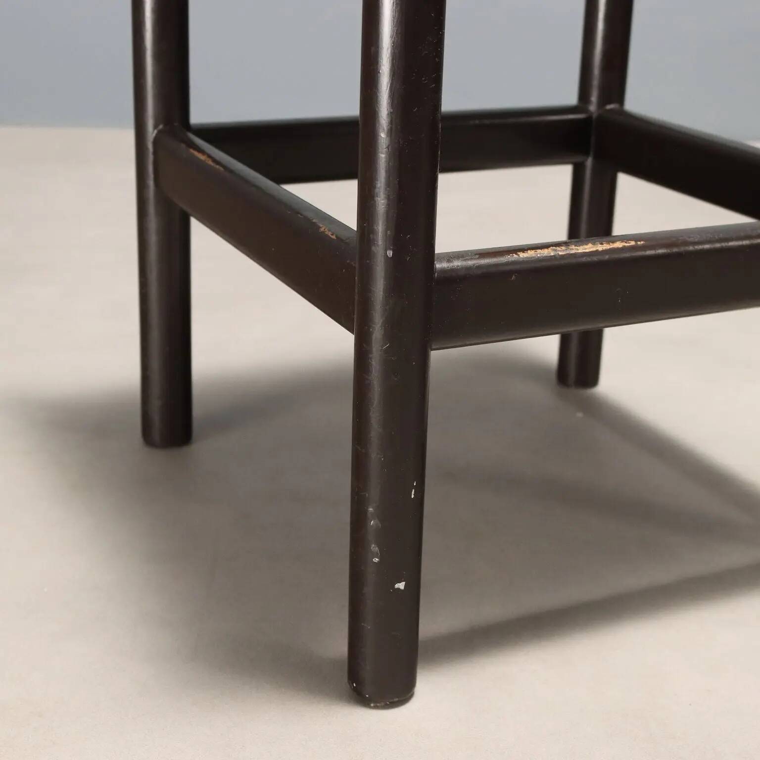Pair of vintage wooden and rope stools, Italy, 1970s
