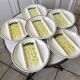 Set of 6 asparagus plates in salins slurry model Auxonne old