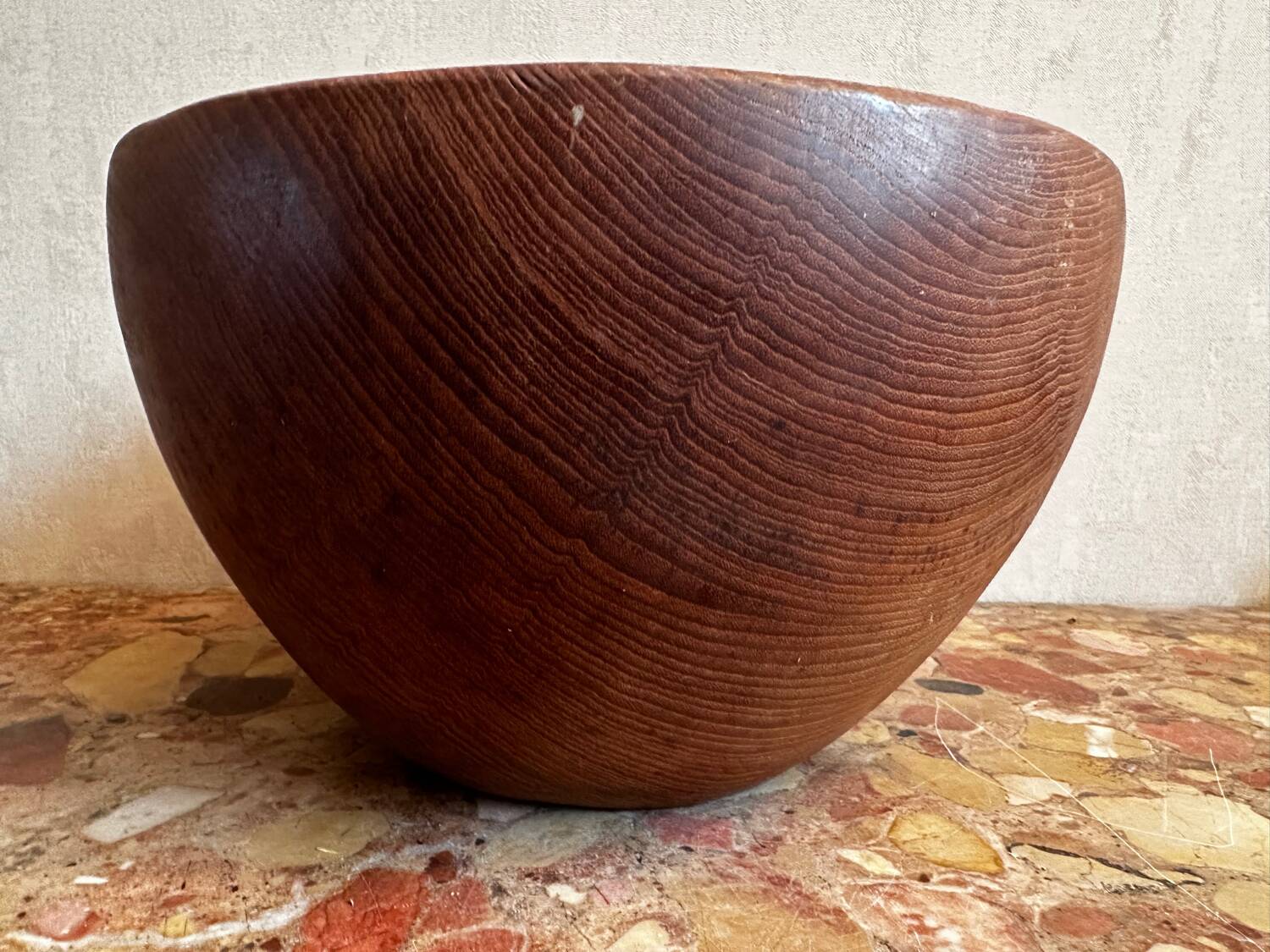 Large vintage monoxyle wooden bowl H 18 / D neck 30 cm