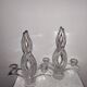 Paire de bougeoirs en verre signés Vannes France