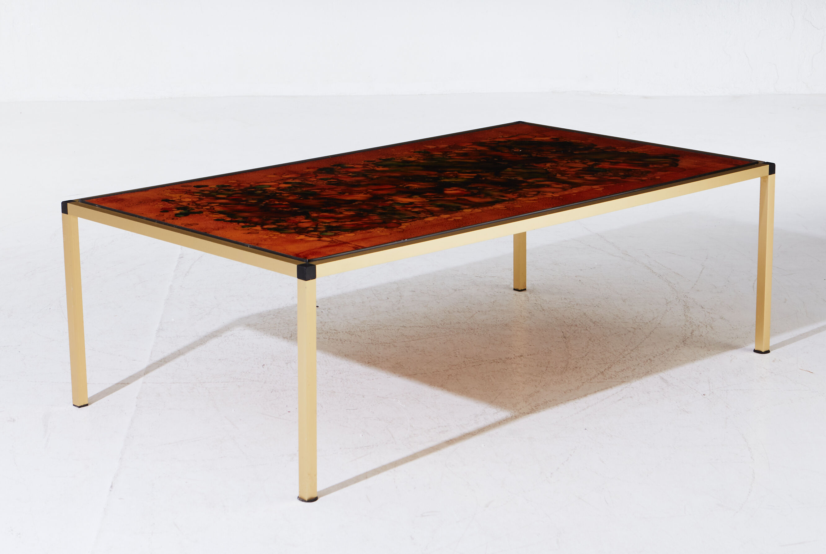 Vintage coffee table in brass and glass