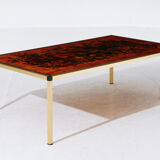 Vintage coffee table in brass and glass