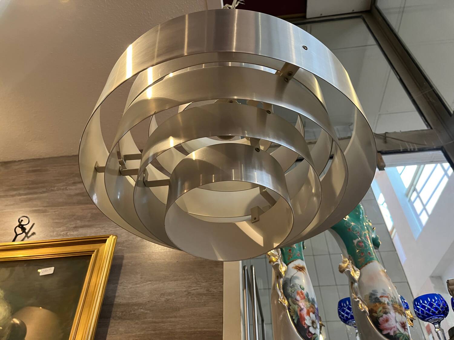 Poulsen Scandinavian brushed steel tiered pendant light