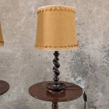 Pair of turned wood lamps