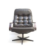 Stylish vintage leather armchair made in the 1970s