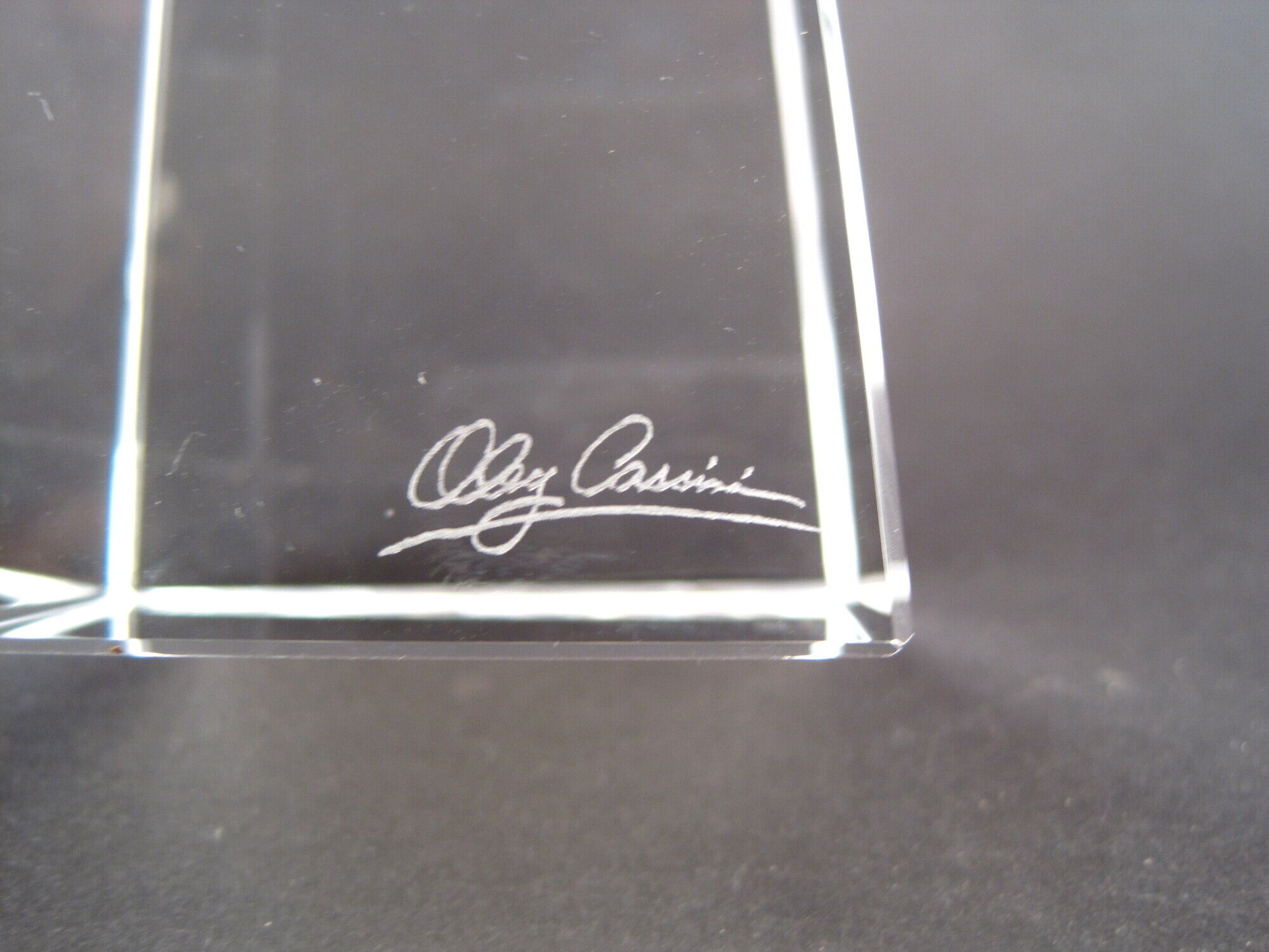 Pair of modernist crystal candle holders signed oleg cassini