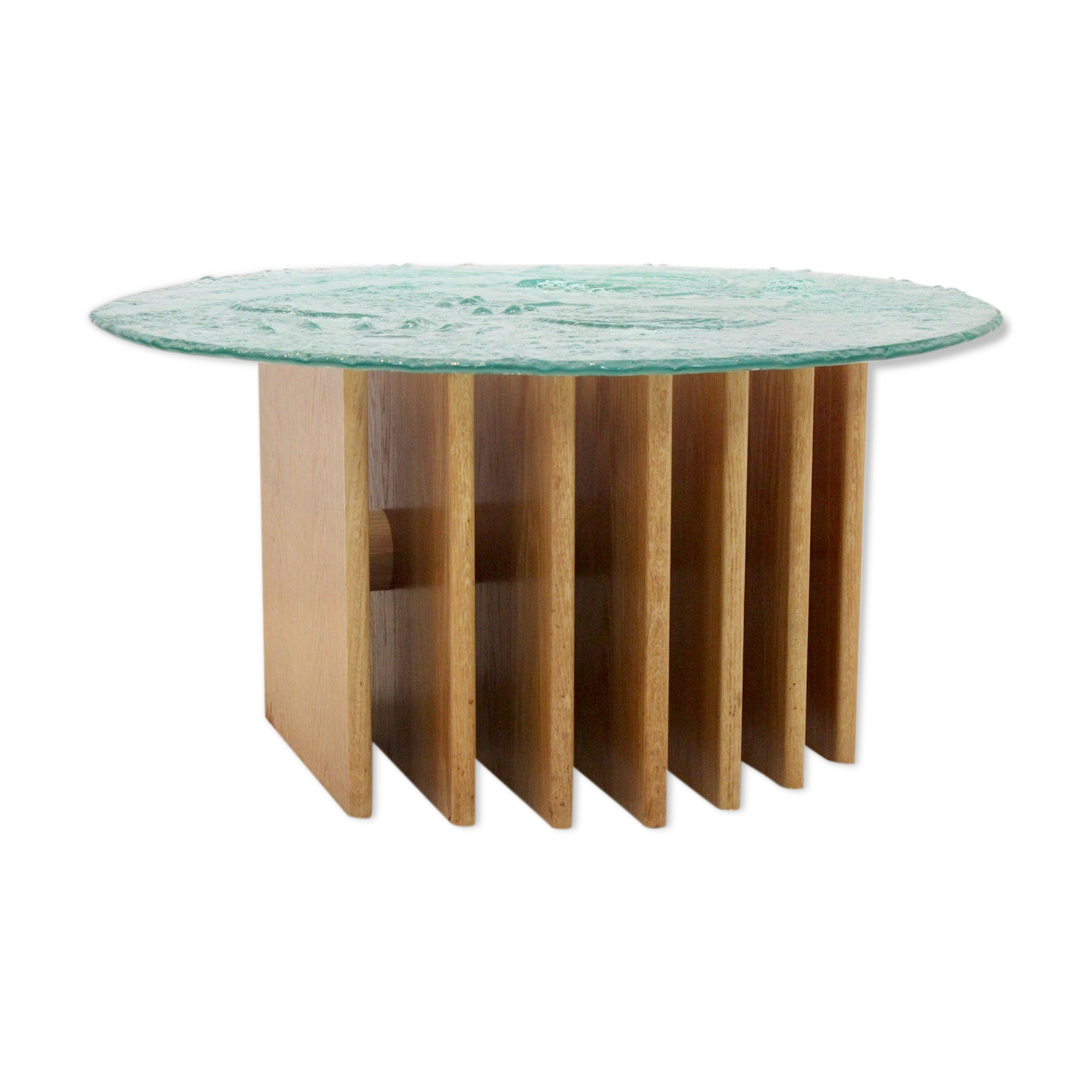 Table basse Heinz Lilienthal avec plateau en verre sculptural