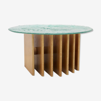 Table basse Heinz Lilienthal avec plateau en verre sculptural