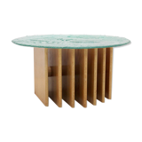 Table basse Heinz Lilienthal avec plateau en verre sculptural
