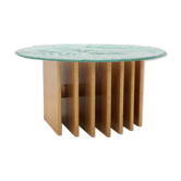 Table basse Heinz Lilienthal avec plateau en verre sculptural