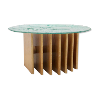 Table basse Heinz Lilienthal avec plateau en verre sculptural