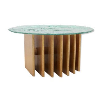 Table basse Heinz Lilienthal avec plateau en verre sculptural