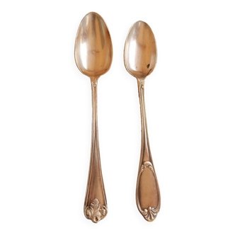 Set of 2 silver-plated metal spoons