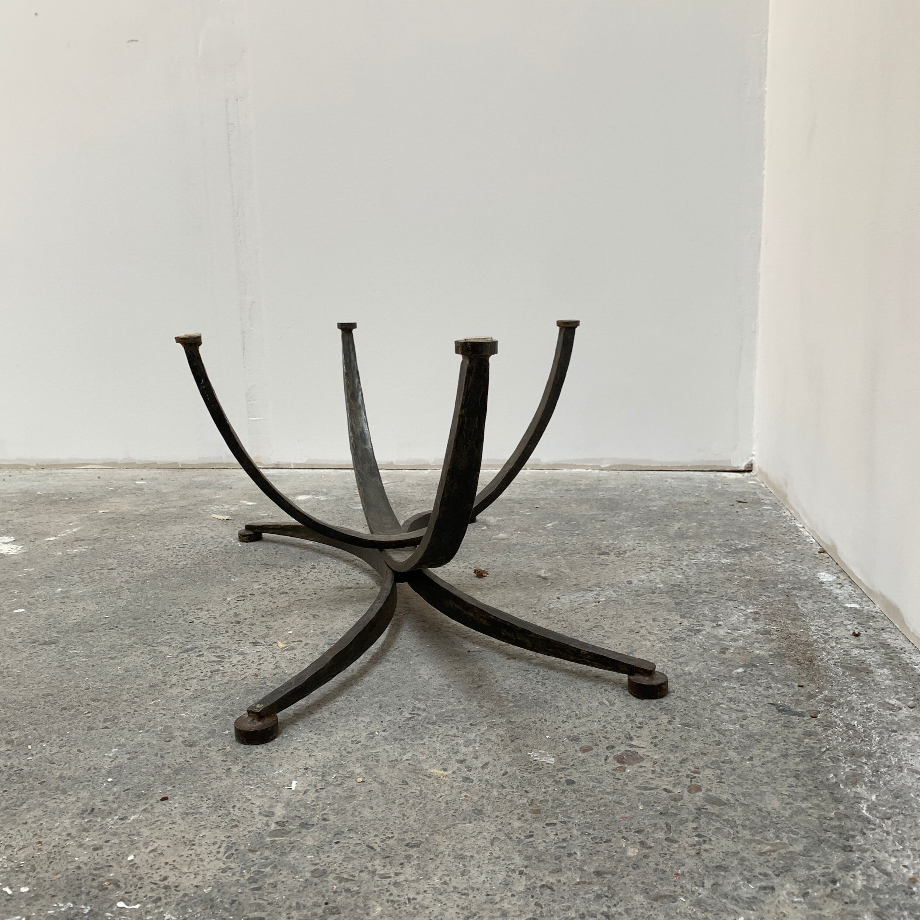 Granite and hammered wrought iron coffee table