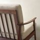 Scandinavian armchair in wood, Pierre Frey fabric, refurbished, Denmark 1950.