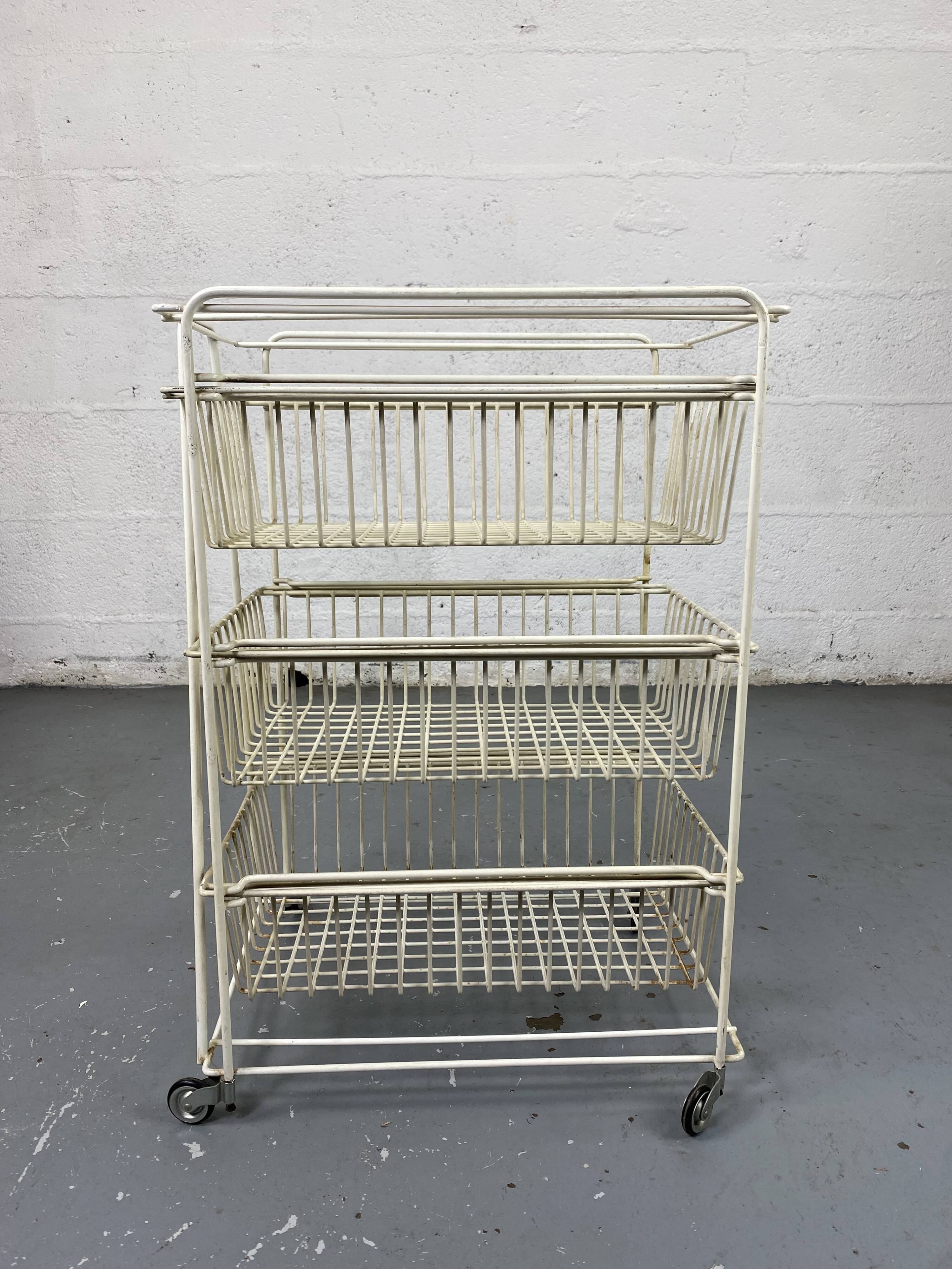 Vintage vegetable locker 3 baskets on wheels