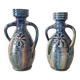 Pair of Vases with Two Turning Handles - Flemish Pottery