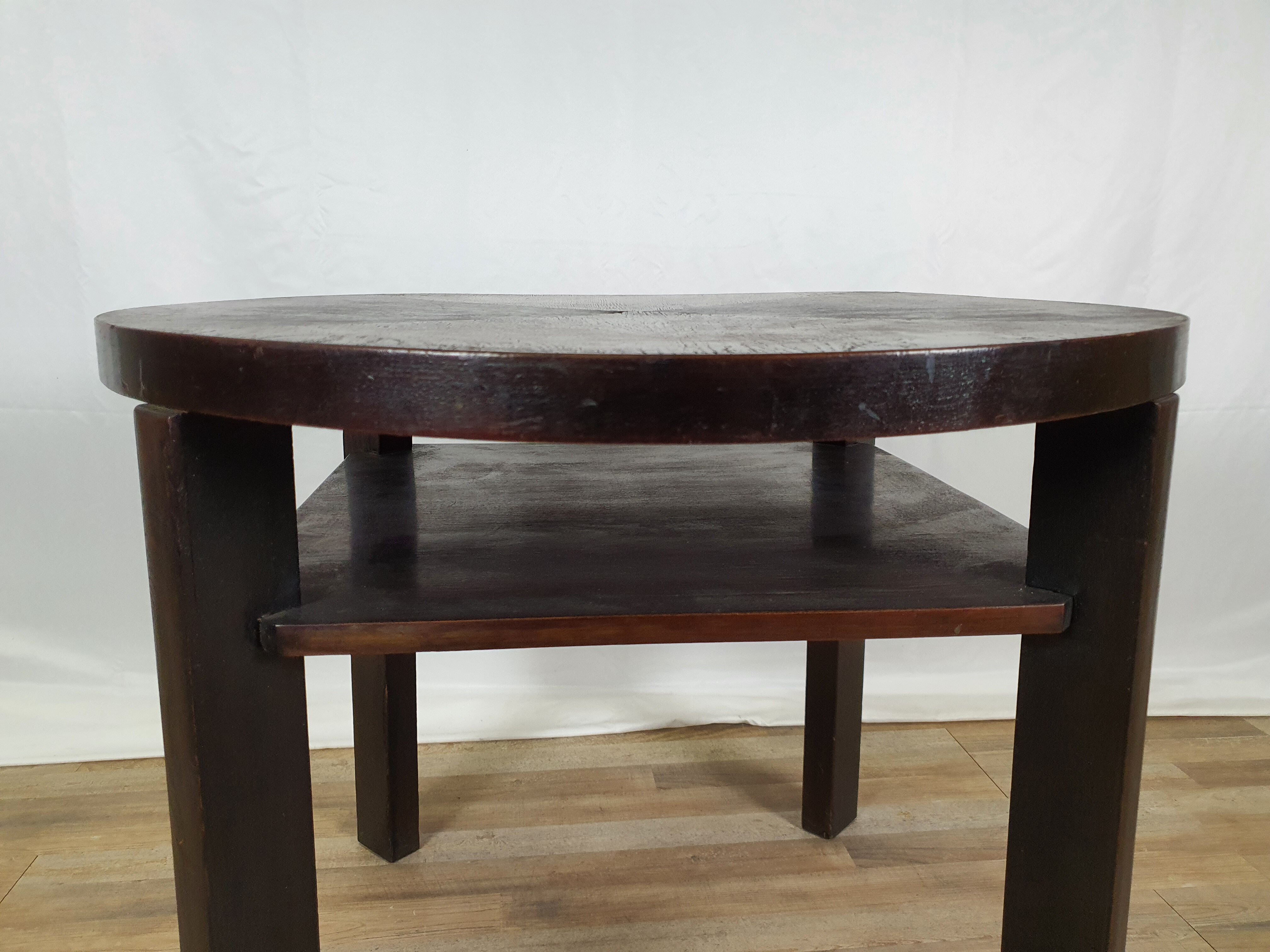 Art decò round black coffee table