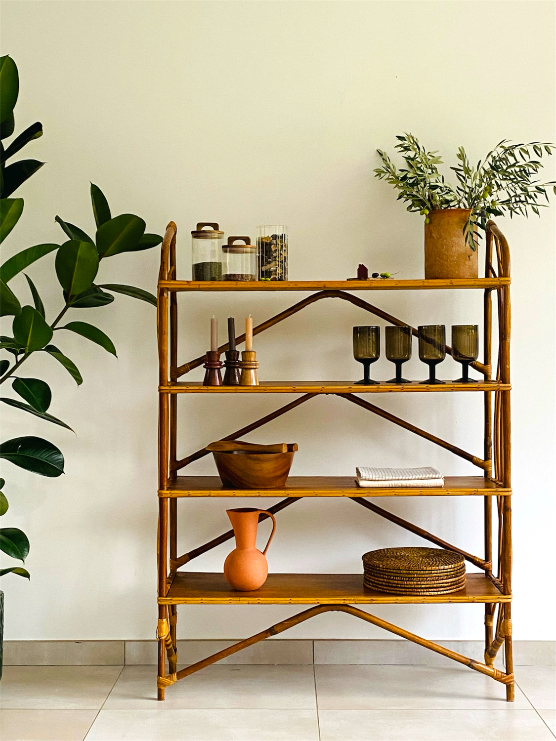 Vintage rattan shelf