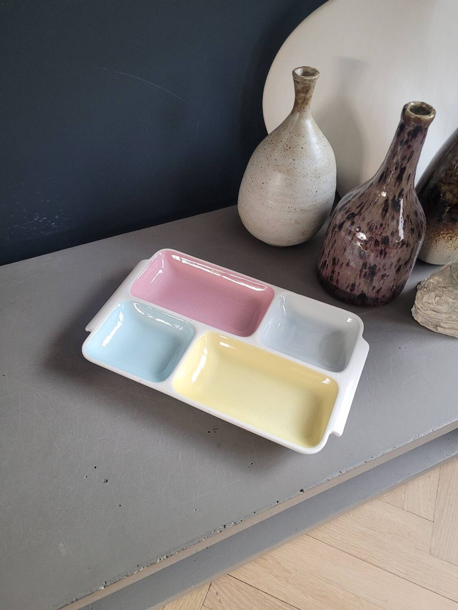 Plateau apéritif vintage en céramique