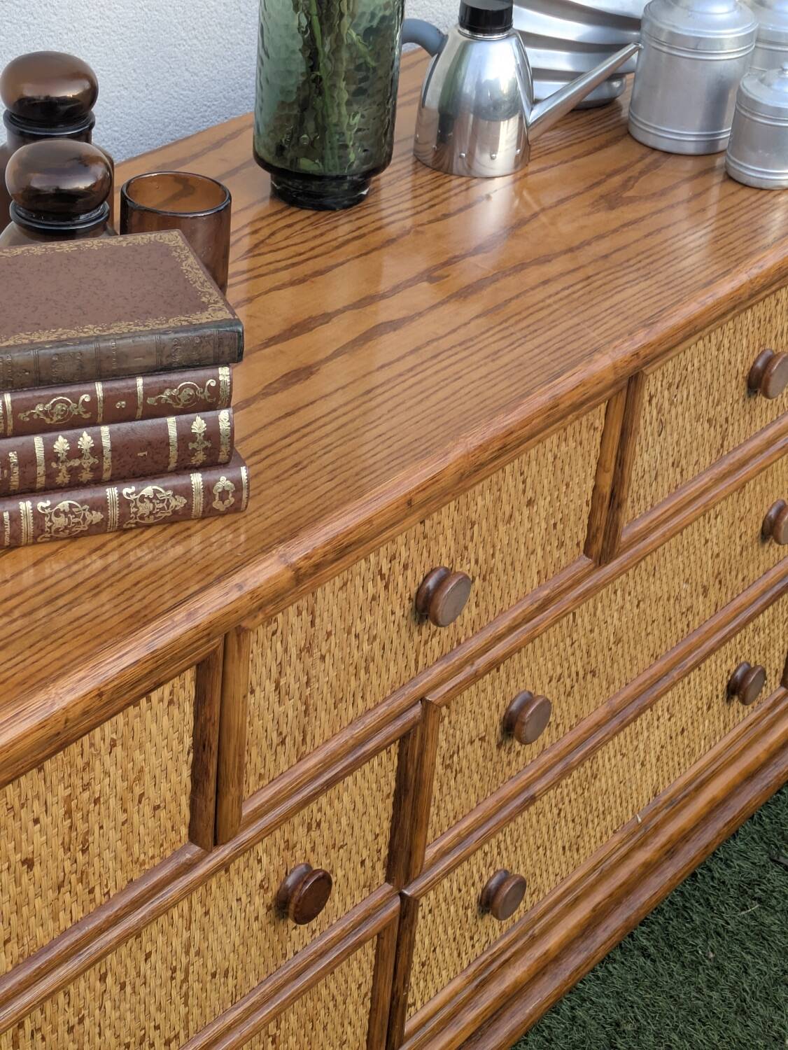 Vintage Enfilade Commode Maugrion Rattan - Roche Bobois