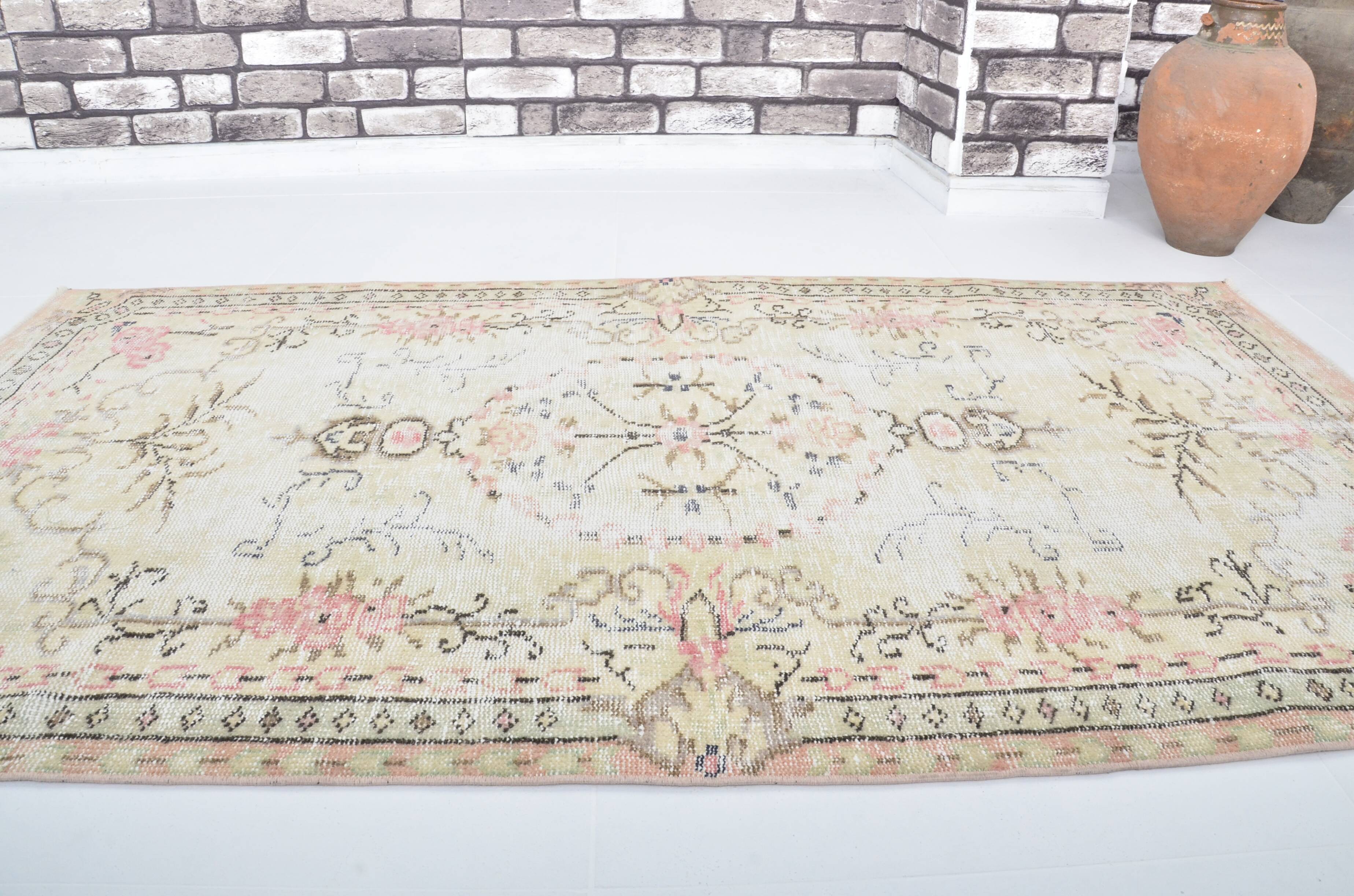 Beige & Pink Oushak Turkish Carpet sku 3258