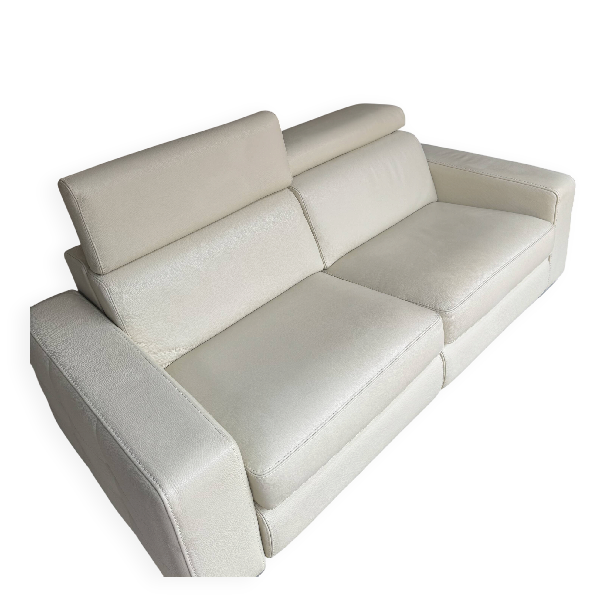 Rochebobois ivory leather sofa