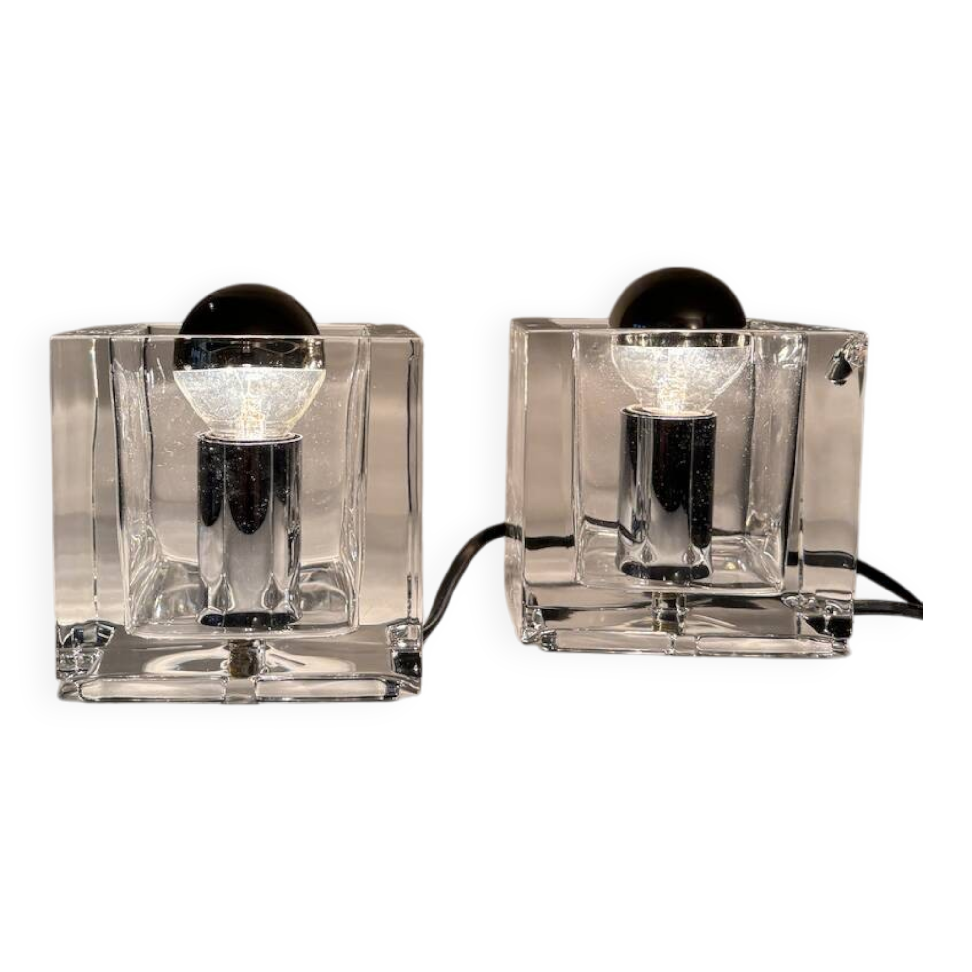 Pair of vintage Nachtmann Leuchten glass lamps