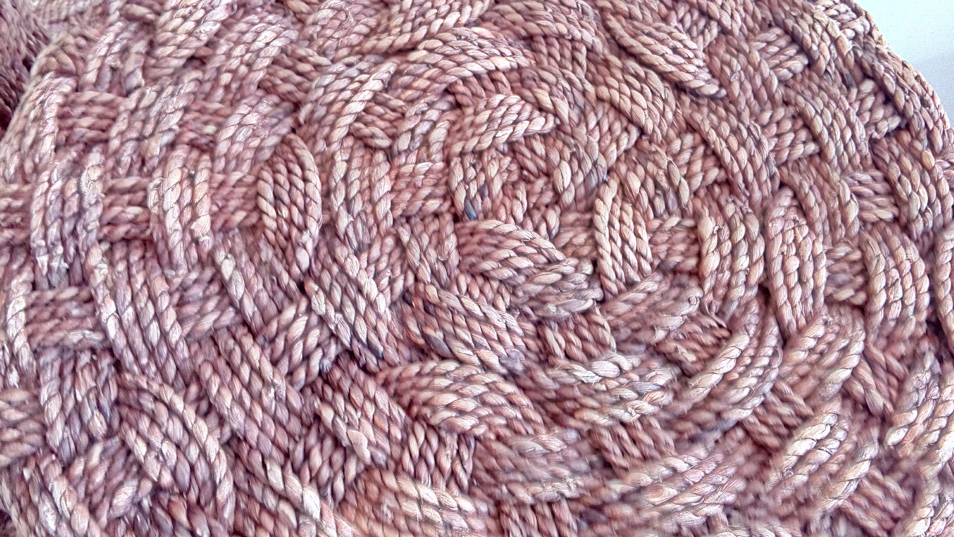 Vintage stool pouf in braided rope