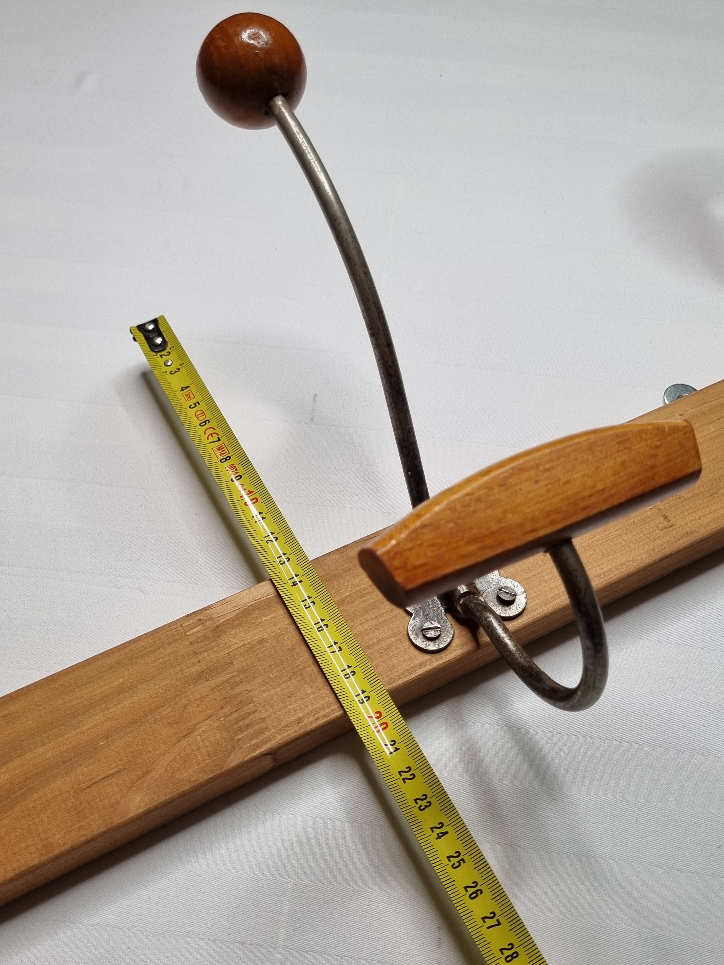 Wall coat rack "bistrot" in metal and wood 1900, 4 hooks