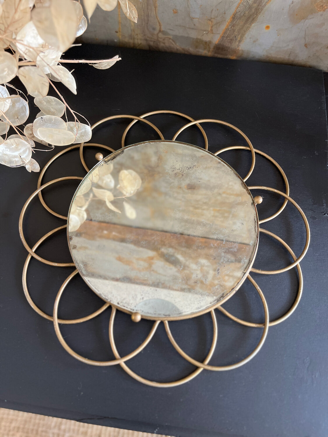 Ancibe brass flower mirror